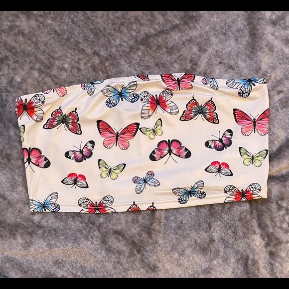 Y2K Style Butterfly Tube Crop Top - Picture 2 of 2